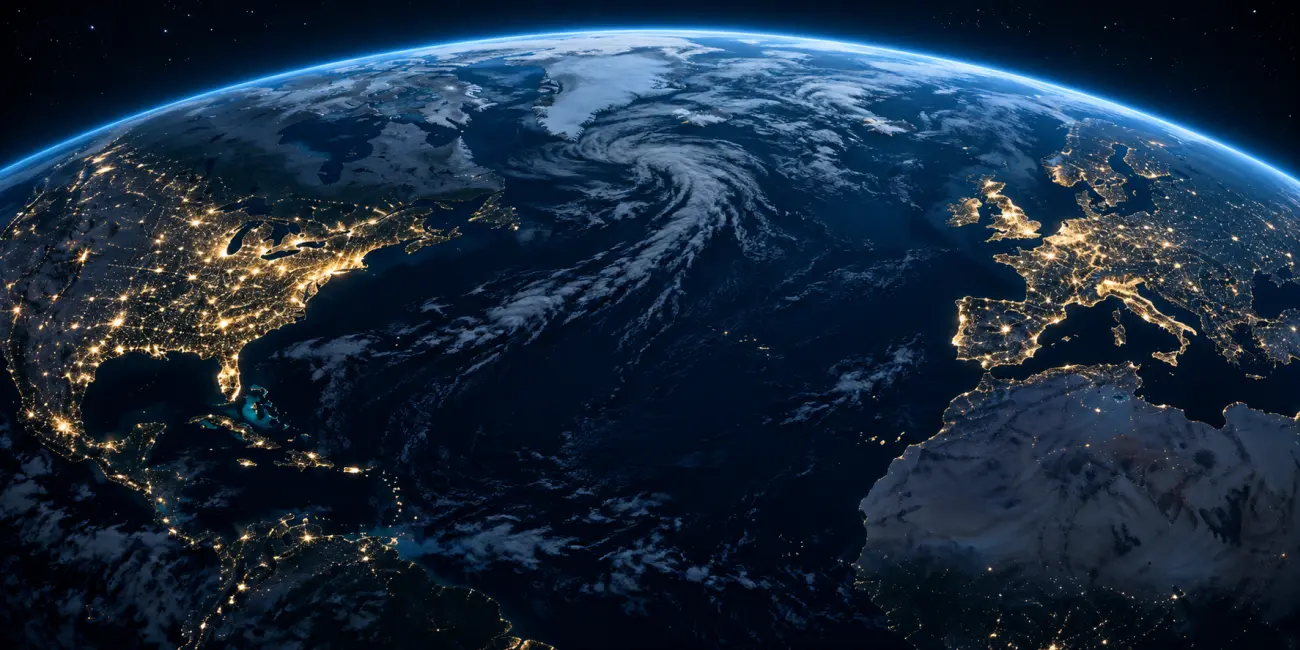Earth viewed from orbit across the Atlantic