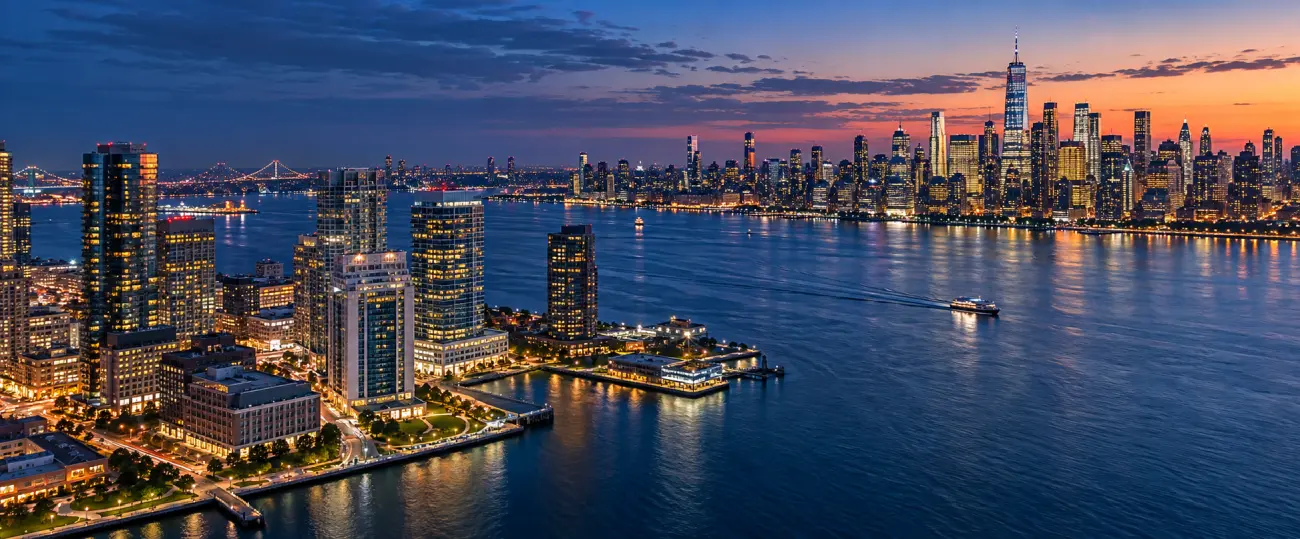 New York skyline across the Hudson River from New Jersey